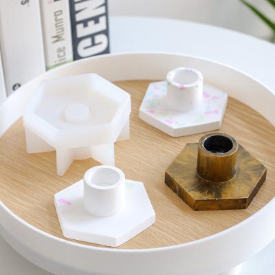 China LOVE'N LV616E Disposable Creative Long Candlestick Mold Hexagonal Rod Aromatherapy Candle Holder Base Silicone Mold For Resin Casting for sale