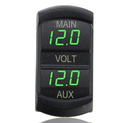 China Dual Car Voltage Meter Car Battery Monitor with GREEN LED Digital Voltage and Display Amps for Auto RV Truck Pickup Marine Standard for sale