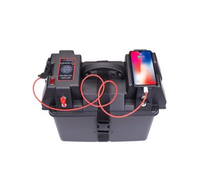 China ABS+Metal Motor Battery Marine Boat Smart Battery Box Trolling Power Center with 60A Fuse for RV SUV ATV for sale