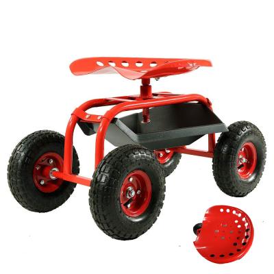 China Storage Garden Stools Tractor Seat Four Wheel Swivel Rolling Garden Work Seat Trolley Garden Cart for sale