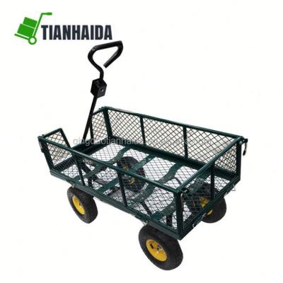 China Folding Mesh Cart Outdoor DIY Garden Tool Wheelbarrow Bag Truck Cart Garden Trailer Rolled for sale