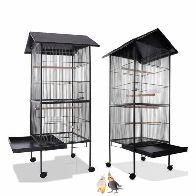 China Breathable Top Roof Metal Breeding Bird Cage Parrot Cage Big Bird Aviary for sale