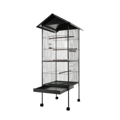 China Large Breathable Black Parrot Bird Finch Wrought Iron Finches Bird Cage With Stand for sale