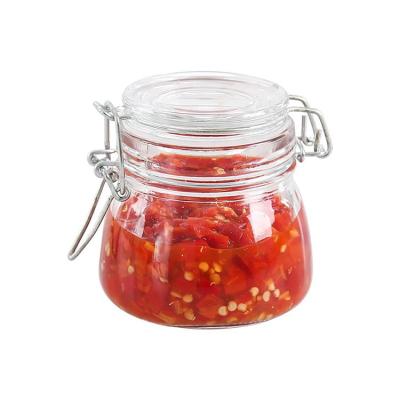 China Eco-friendly 150ml Air Tight Storage Food Jam Glass Jars With Clip Top Food Glass Jars for sale