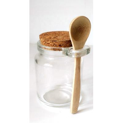 China Freshness Preservation 250mL Clear Glass Jar With Cork Lid And Wooden Spoon for sale