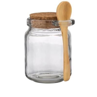 China High Quality Freshness Preservation Bath Salt Spice Glass Jar With Lid And Wooden Spoon for sale