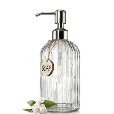 China 14 Oz Countertop Hand Shampoo Eco - Friendly Glass 400 Ml Liquid Soap Bottle for sale