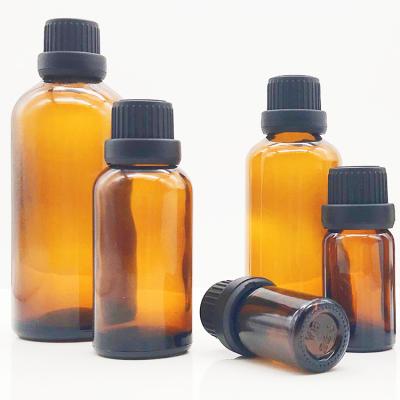 China Hot Sales Eco-friendly 5ml 10ml 15ml 30ml Amber Glass Essential Oil Bottle With Euro Dropper Cap for sale