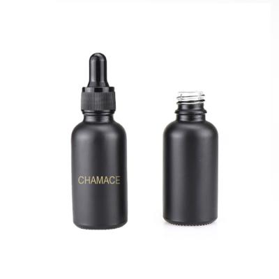 China Eco-friendly 10ml 20mnl 30ml Empty Matte Black Essential Oil Beard Glass Oil Bottles for sale