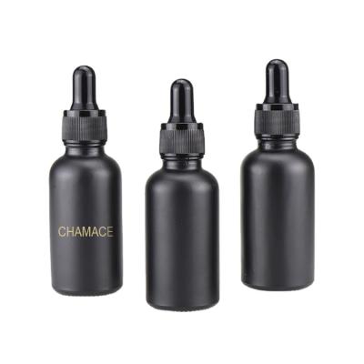 China Premium Eco-Friendly Quality 5ml 10ml 15ml 20ml 30ml 50ml 100ml Matte Black Frosted Essential Oil Serum Dropper Glass Bottle For CBD Oil for sale