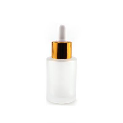 China Cosmetic High Quality Round Small Glass Bottle Transparent Essential Oil With Dropper for sale