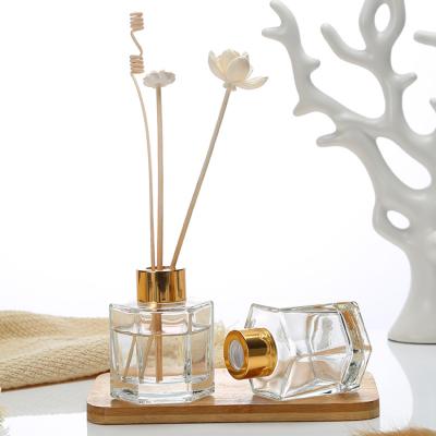 China Perfume 120ml Cosmetic Empty Clear Glass Oil Reed Diffuser Bottle for sale