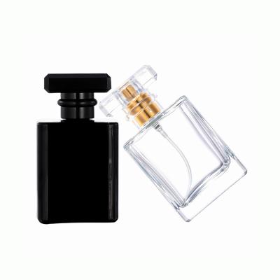 China Free Sample Eco-friendly Manufacturer Wholesale Luxury Refillable Custom Cap 30ml 50ml Frosted Black Spray Empty Glass Perfume Bottles for sale