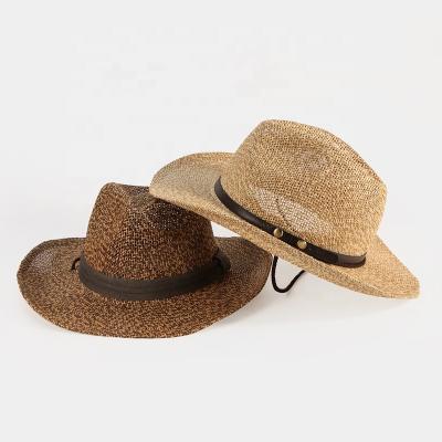 China Wholesale Eco-Friendly Straw Fedora Hats Mens Dongkuan Style Summer Western Cowboy Hat for sale