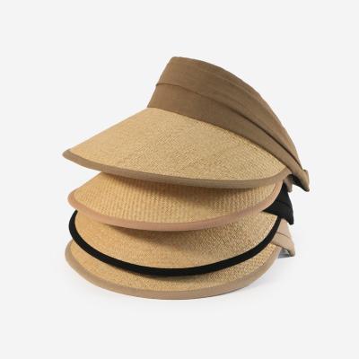 China Custom High Grade Dongkuan Character Sun Raffia Beach Sun Visor Hat Wholesale Women Summer Sun Visor Hats For Women for sale