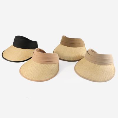 China Character Dongkuan factory sale raffia cotton and UV protection hat ladies summer sun visor canvas hat for sale