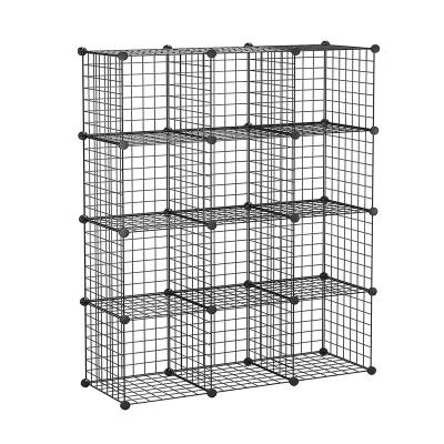 China (Size) Zinghe Metal Wire Storage Modular 12 Row Cube Cabinet 3 Row 12 Cube Cabinet Adjustable and Metal Mesh Wire Storage Rack for sale