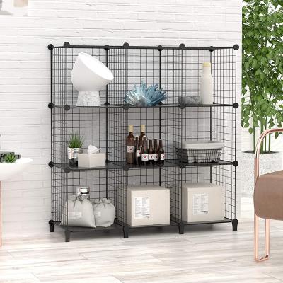 China (Size) Zinghe Metal Wire Storage Modular 9 Tier Cube Cabinet 3 Row Cube Cabinet Adjustable and Metal Mesh Wire Storage Rack for sale