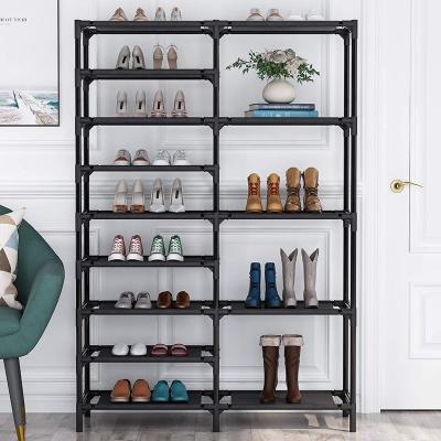 China (Size) Adjustable Black DIY Storage Shoe Rack Shoe Cabinet Nonwoven Shoe Rack for sale