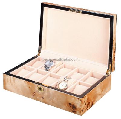 China Big china watch package box/wooden case/wooden gift box with 12 slots for men/woman for sale