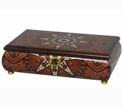 China Factory Wholesale High Quality Luxury Wooden Jewelry Music Box Handmade Jewelry Box For Girls Arabic Style for sale