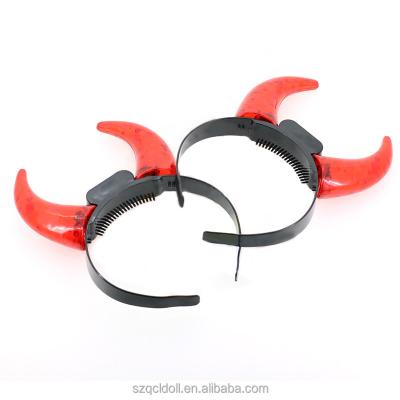 China Plastic Ox Ears Headband Led Light Up Devil Horns Hair Band Accessories Halloween Ox Horn Led Party Headband for sale