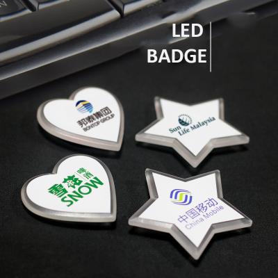 China 3D Factory Customized Design Badge Company Logo LED Badge For Promotion Gift Customized LED Badge Flasher Pin for sale