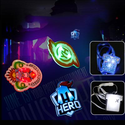 China 3D Custom Christmas LED Flasher Badge For Night Party Decorations Custom Any Shape Acrylic LED Flasher Badge for sale