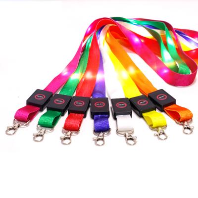 China Promotional Glowing Flashing LED Light Lanyard Lanyard For Anime Expo Custom Logo Printing Metal Buckle OEM Polyester LED With Buckle for sale