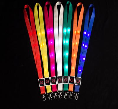 China 2021 Custom Polyester LED Lanyard Christmas Party LED Logo LED Lanyard Printed Colorful Metal Buckle Lanyard Flashing LED for sale