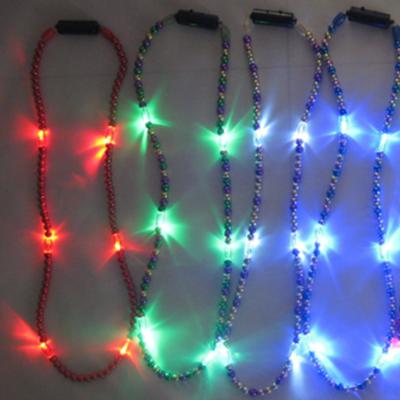 China Plastic Plastic LED Necklace Light Up Carnival Party LED Mardi Gras Beads Necklace Cheerleading Christmas Jewelry LED Beaded Necklace for sale