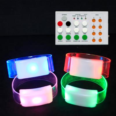 China Multizone Noise Activated Christmas Party Decoration Dmx LED Remote Control ON/OFF Wristband With OEM Logo Are Welcomed Flashing RF LED Wristband for sale