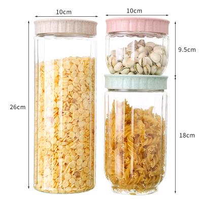 China Z002 10*10*18.5cm Freshness Preservation Transparent Cereal Plastic Food Storage Sealed Dry Jar Can Jar for sale