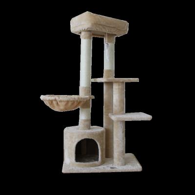 China Luxury High Quality Cat Condo Wood Cat Furniture Cat Tree Scratcher Viable Paws Honey for sale