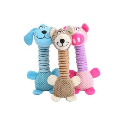 China Factory Wholesale Long Neck Plush Cheap Soft Toy Dinosaur Stocked Soft Dog Cat Squeaker Chewing Toy for sale