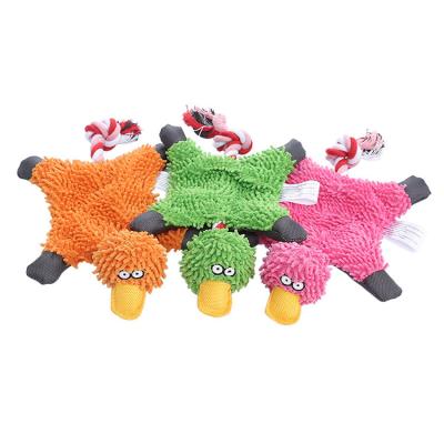 China Factory Wholesale Big Belly Plush Toy Cheap Flat Soft Rope Legs Stocked Soft Dog Cat Squeaker Chewing Toy for sale