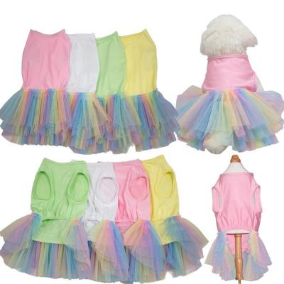 China New Stocked Style Rainbow Pet Tutu Skirt Dog Dressing Equipment Clothing For Small Medium Dogs for sale