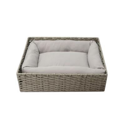 China Medium Plastic Rattan Woven Looking Stocked Bed With Pillow Bed Inserted Two Way Use for sale