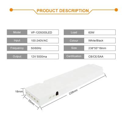 China Dimmable LED Products Constant Voltage LED Driver 24W 36W 48W 60W LED Power Supply for sale