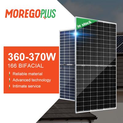 China Moregoplus 166 370 Watt Bifacial Model Price 60 Solar Energy Panels 360W 365W Solar Panel Cost 1774*1052*35mm for sale