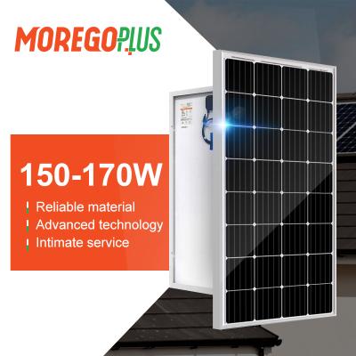 China Mono Solar Panels 150W 160W 170W 180W Series 12V 24V Solar Power System Small Moregoplus Solar Power Panel System Price for sale