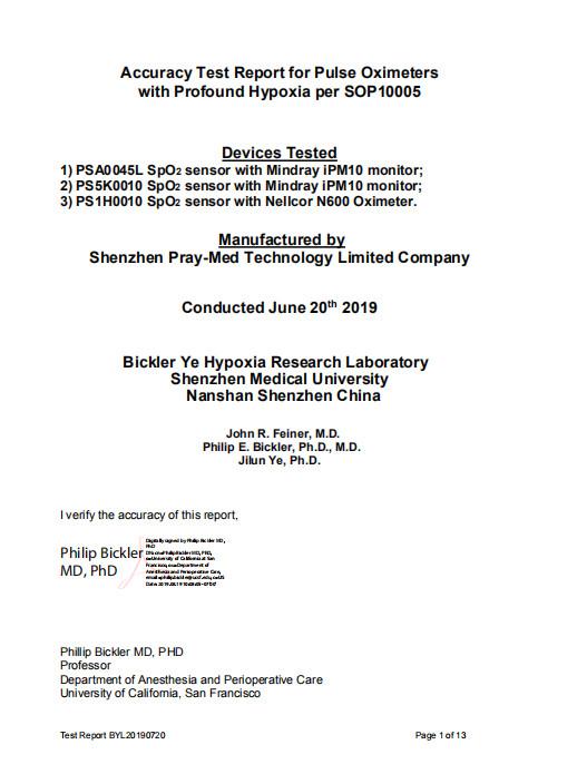 clinic test report - Shenzhen Pray-med Technology Co.,Ltd