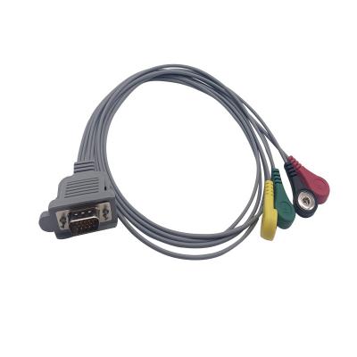 China DMS 4 geduldiges Verbindungsstück des Führungs-ECG Kabel-0.9m Holter Cable Snap Clip Banana zu verkaufen