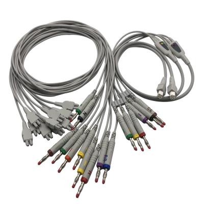 China Edan 18 leads ecg ekg cables for SE-18 SE-1515 Twin Pin Length TPU for sale