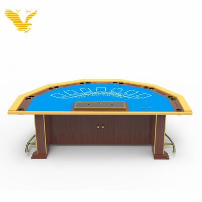 China Casino Entertainment YH Semicircle Polygon Blackjack Poker Table Wooden Low Game Board With Chips Tray for sale