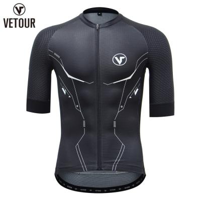 China Vetour Breathable Pro OEM Black Custom Fit Short Sleeve Cycling Wear For Men for sale