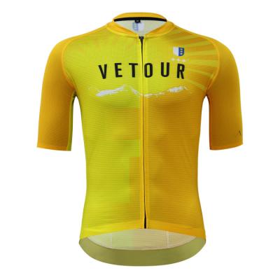 China Bike Wear Quick Dry Breathable Vetour Italian Fabric Premium Cycling V-Collar Cycling Shirt For Man for sale