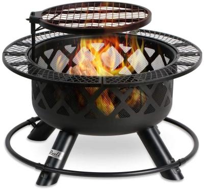 Cina Fuoco bruciante Pit Backyard With Cooking Grill di legno d'acciaio di aria aperta 32in 24in in vendita