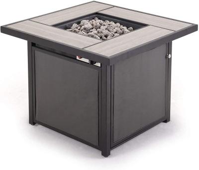 China 30 Inches Black Bronze Metal Square Outdoor Propane Fire Pit For Gardern for sale