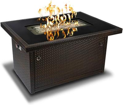 China Stainless Steel Burner Square Outdoor Natural Gas Firepit Black All - Season for sale